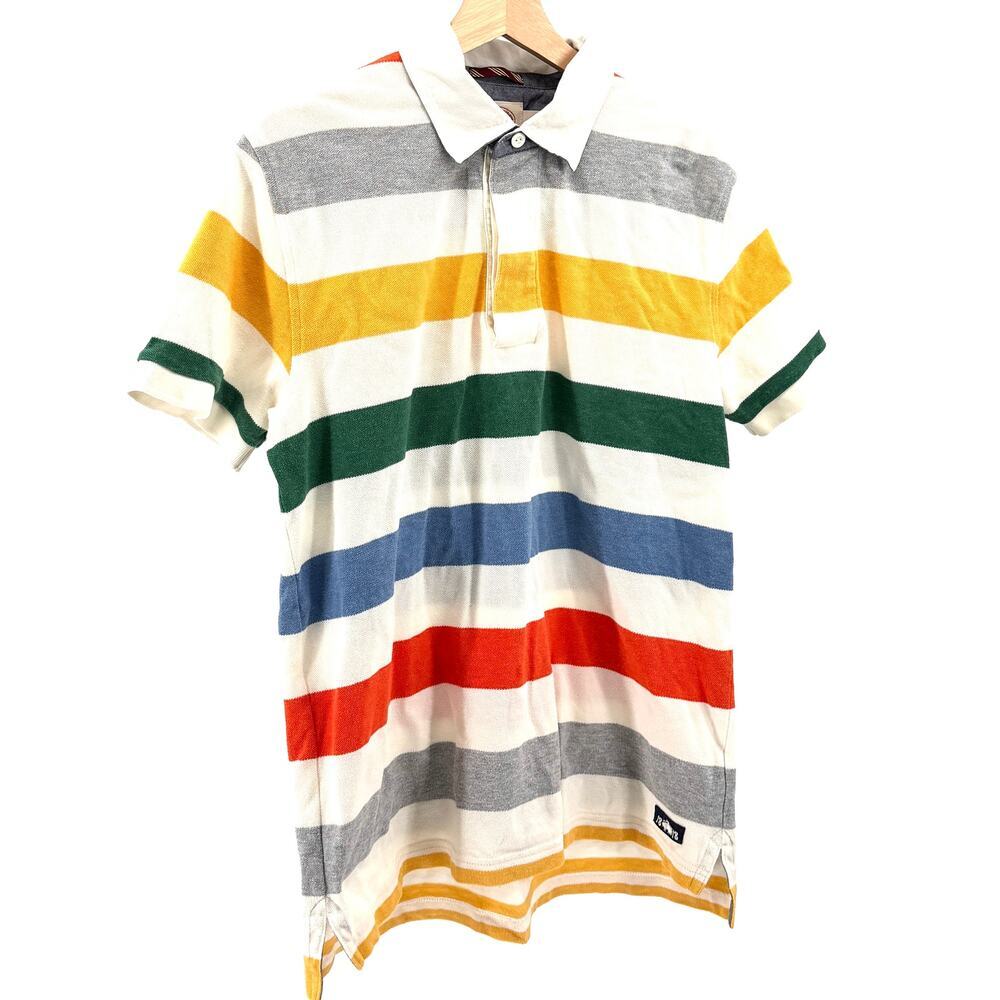 Brooks Brothers Red Fleece White Multicolored Striped 100% Cotton Polo Shirt
